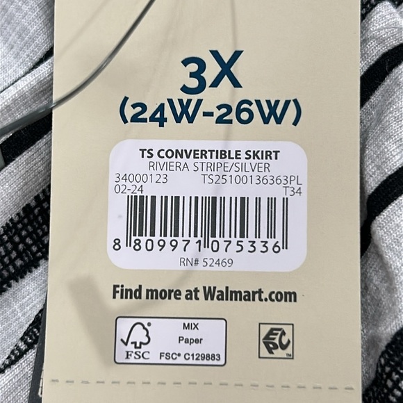 B2545- TS Convertible Smocked Skirt Dress Riviera Stripe Silver 3X (24W–26W) NWT - Picture 6 of 9